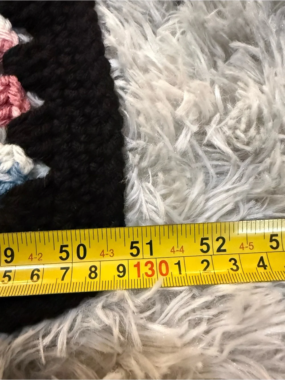Handmade Crochet Granny Square Throw Blanket Black Multi-Color Afghan 51” X 73”